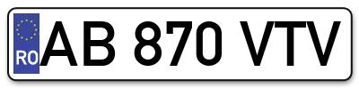 Placuta inmatriculare numar auto  AB-870-VTV, AB 870 VTV, AB870VTV