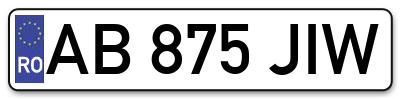 Placuta inmatriculare numar auto  AB-875-JIW, AB 875 JIW, AB875JIW