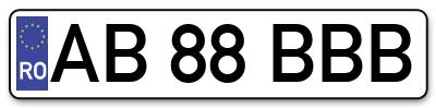 Placuta inmatriculare numar auto  AB-88-BBB, AB 88 BBB, AB88BBB