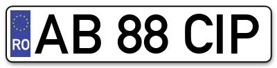 Placuta inmatriculare numar auto  AB-88-CIP, AB 88 CIP, AB88CIP