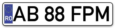 Placuta inmatriculare numar auto  AB-88-FPM, AB 88 FPM, AB88FPM