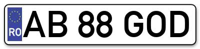 Placuta inmatriculare numar auto  AB-88-GOD, AB 88 GOD, AB88GOD