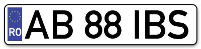 Placuta inmatriculare numar auto  AB-88-IBS, AB 88 IBS, AB88IBS