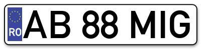 Placuta inmatriculare numar auto  AB-88-MIG, AB 88 MIG, AB88MIG