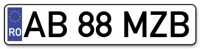 Placuta inmatriculare numar auto  AB-88-MZB, AB 88 MZB, AB88MZB