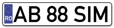 Placuta inmatriculare numar auto  AB-88-SIM, AB 88 SIM, AB88SIM