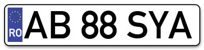 Placuta inmatriculare numar auto  AB-88-SYA, AB 88 SYA, AB88SYA