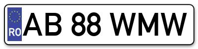 Placuta inmatriculare numar auto  AB-88-WMW, AB 88 WMW, AB88WMW