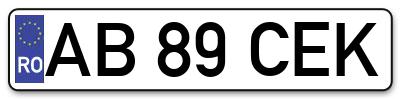 Placuta inmatriculare numar auto  AB-89-CEK, AB 89 CEK, AB89CEK