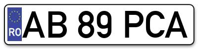Placuta inmatriculare numar auto  AB-89-PCA, AB 89 PCA, AB89PCA