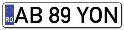 Placuta inmatriculare numar auto  AB-89-YON, AB 89 YON, AB89YON