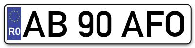 Placuta inmatriculare numar auto  AB-90-AFO, AB 90 AFO, AB90AFO