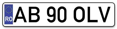 Placuta inmatriculare numar auto  AB-90-OLV, AB 90 OLV, AB90OLV