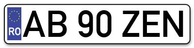 Placuta inmatriculare numar auto  AB-90-ZEN, AB 90 ZEN, AB90ZEN
