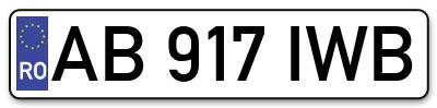 Placuta inmatriculare numar auto  AB-917-IWB, AB 917 IWB, AB917IWB