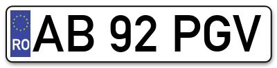 Placuta inmatriculare numar auto  AB-92-PGV, AB 92 PGV, AB92PGV