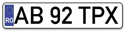 Placuta inmatriculare numar auto  AB-92-TPX, AB 92 TPX, AB92TPX