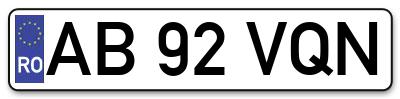 Placuta inmatriculare numar auto  AB-92-VQN, AB 92 VQN, AB92VQN