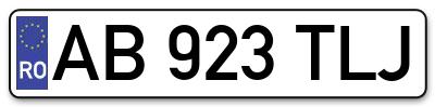 Placuta inmatriculare numar auto  AB-923-TLJ, AB 923 TLJ, AB923TLJ