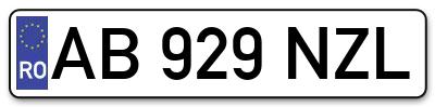 Placuta inmatriculare numar auto  AB-929-NZL, AB 929 NZL, AB929NZL