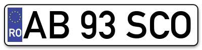 Placuta inmatriculare numar auto  AB-93-SCO, AB 93 SCO, AB93SCO