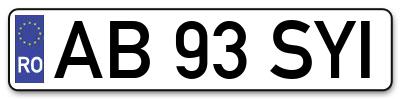 Placuta inmatriculare numar auto  AB-93-SYI, AB 93 SYI, AB93SYI