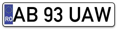 Placuta inmatriculare numar auto  AB-93-UAW, AB 93 UAW, AB93UAW