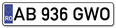 Placuta inmatriculare numar auto  AB-936-GWO, AB 936 GWO, AB936GWO
