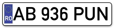 Placuta inmatriculare numar auto  AB-936-PUN, AB 936 PUN, AB936PUN