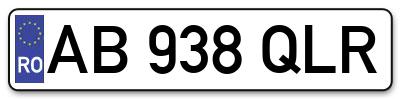 Placuta inmatriculare numar auto  AB-938-QLR, AB 938 QLR, AB938QLR
