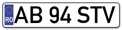 Placuta inmatriculare numar auto  AB-94-STV, AB 94 STV, AB94STV