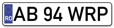 Placuta inmatriculare numar auto  AB-94-WRP, AB 94 WRP, AB94WRP