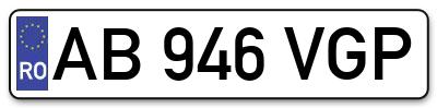 Placuta inmatriculare numar auto  AB-946-VGP, AB 946 VGP, AB946VGP