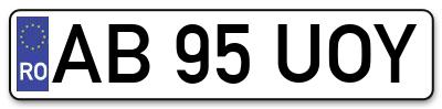 Placuta inmatriculare numar auto  AB-95-UOY, AB 95 UOY, AB95UOY