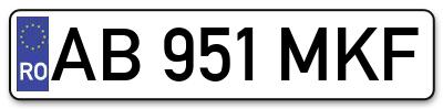 Placuta inmatriculare numar auto  AB-951-MKF, AB 951 MKF, AB951MKF