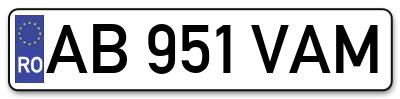 Placuta inmatriculare numar auto  AB-951-VAM, AB 951 VAM, AB951VAM
