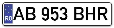 Placuta inmatriculare numar auto  AB-953-BHR, AB 953 BHR, AB953BHR
