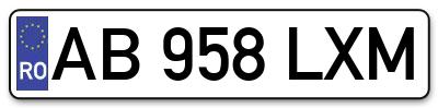 Placuta inmatriculare numar auto  AB-958-LXM, AB 958 LXM, AB958LXM
