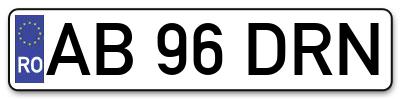 Placuta inmatriculare numar auto  AB-96-DRN, AB 96 DRN, AB96DRN