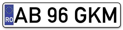 Placuta inmatriculare numar auto  AB-96-GKM, AB 96 GKM, AB96GKM