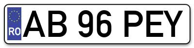 Placuta inmatriculare numar auto  AB-96-PEY, AB 96 PEY, AB96PEY