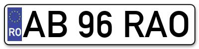 Placuta inmatriculare numar auto  AB-96-RAO, AB 96 RAO, AB96RAO