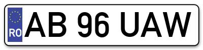 Placuta inmatriculare numar auto  AB-96-UAW, AB 96 UAW, AB96UAW
