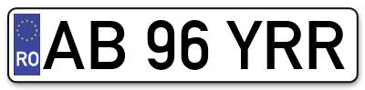 Placuta inmatriculare numar auto  AB-96-YRR, AB 96 YRR, AB96YRR
