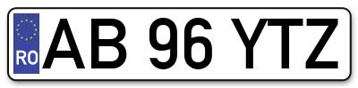 Placuta inmatriculare numar auto  AB-96-YTZ, AB 96 YTZ, AB96YTZ