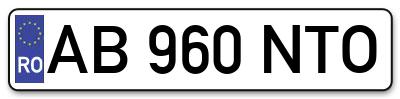 Placuta inmatriculare numar auto  AB-960-NTO, AB 960 NTO, AB960NTO