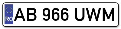 Placuta inmatriculare numar auto  AB-966-UWM, AB 966 UWM, AB966UWM