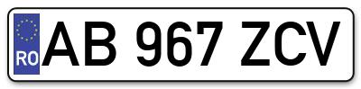 Placuta inmatriculare numar auto  AB-967-ZCV, AB 967 ZCV, AB967ZCV