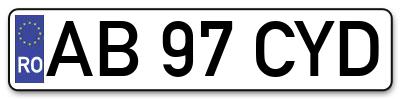 Placuta inmatriculare numar auto  AB-97-CYD, AB 97 CYD, AB97CYD