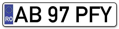 Placuta inmatriculare numar auto  AB-97-PFY, AB 97 PFY, AB97PFY